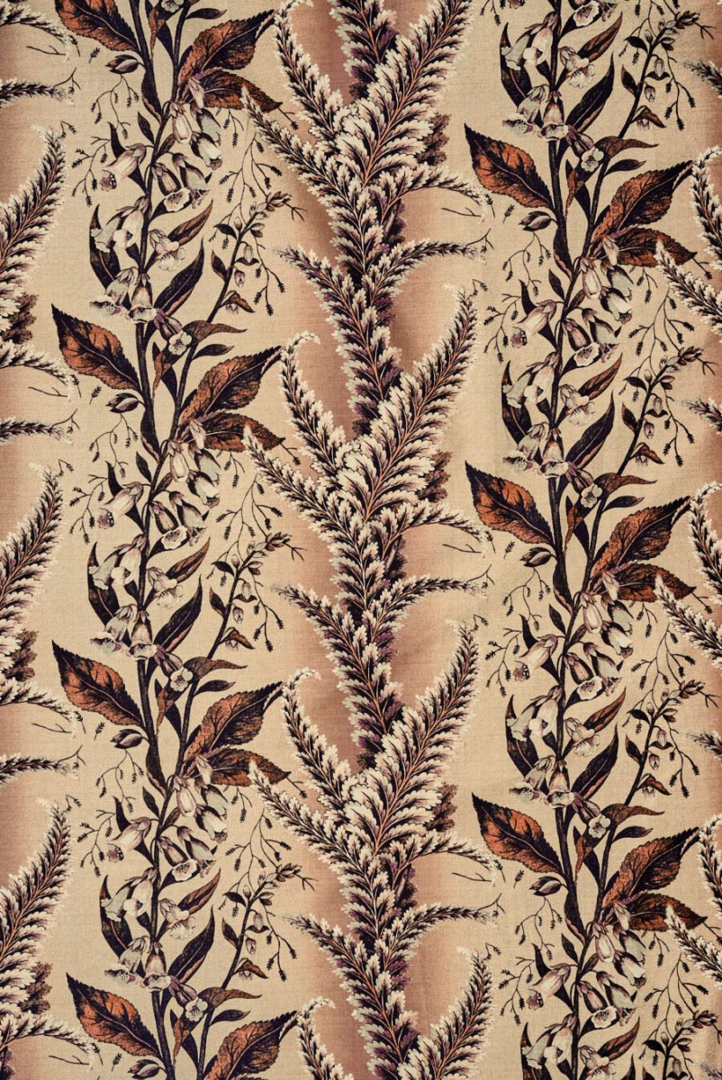 Wiskoza z beÅ¼owym wzorem roÅlinnym KUPON 275cm